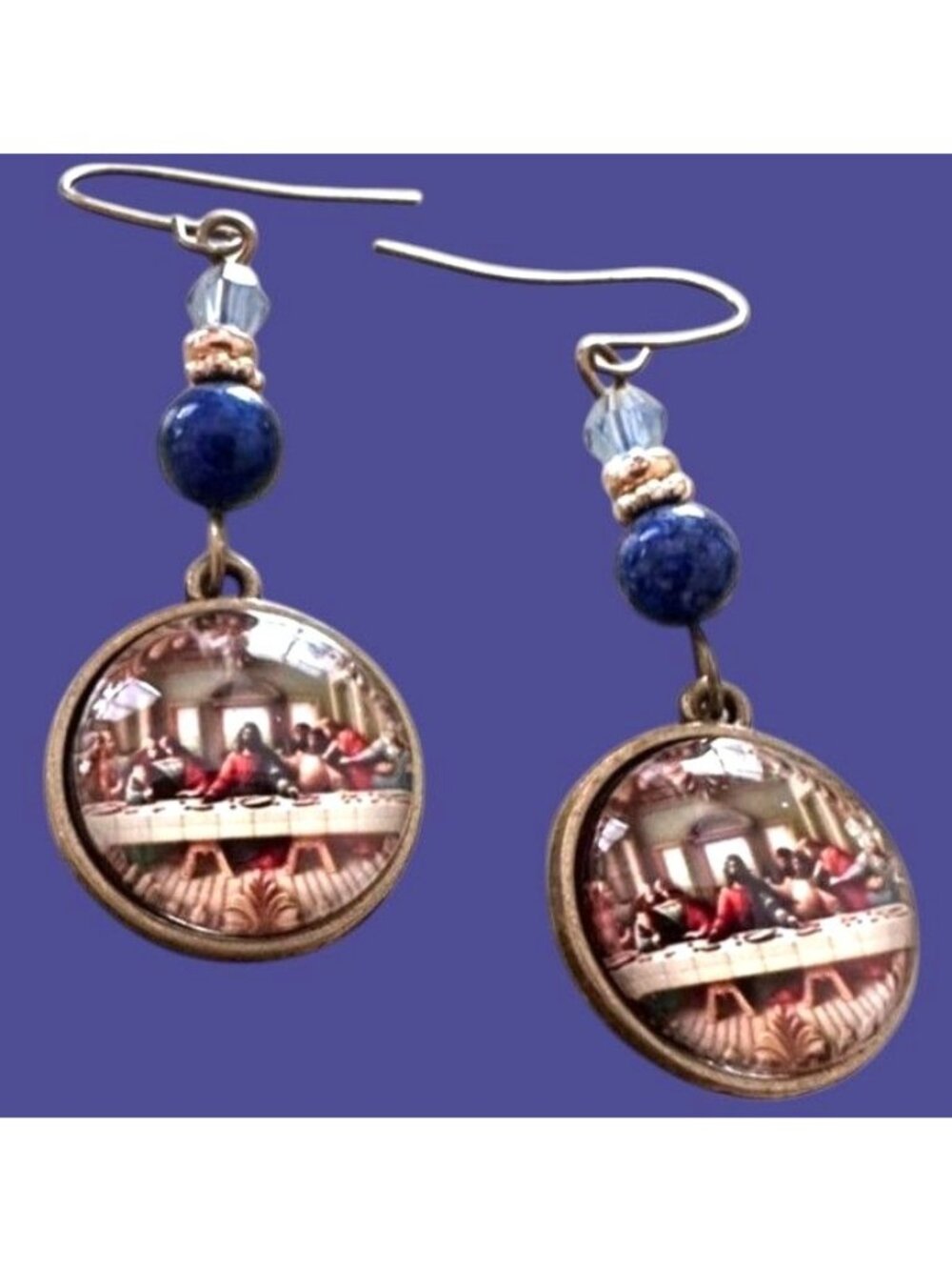 Lords Supper Earrings Jesus New Dangle Posts Love Religion Sacrament Crucifixion